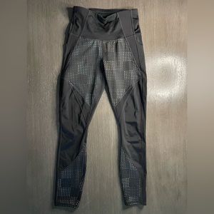 Athleta Black And Rainbow Square High Waisted Leggings